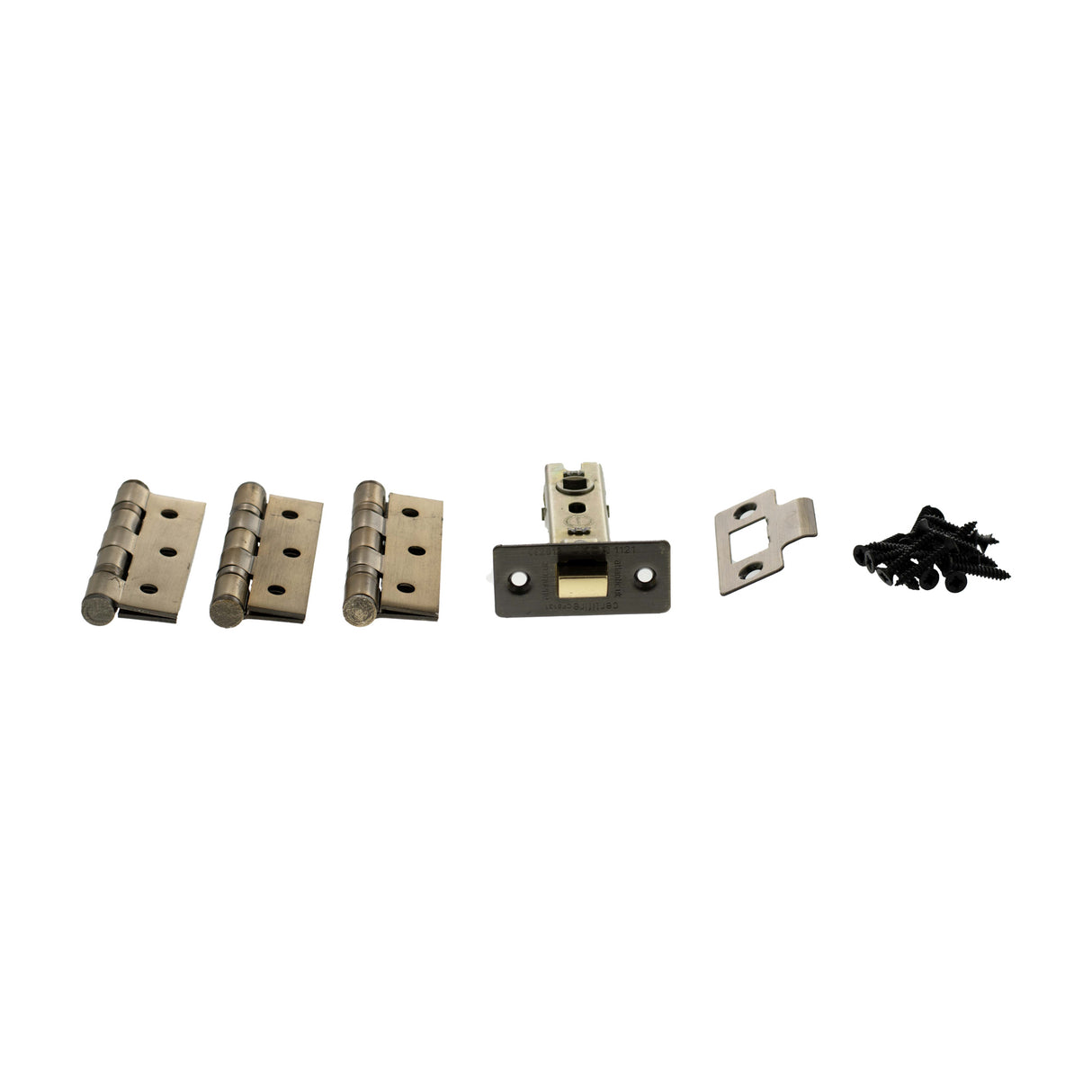 Quality image of Atlantic Latch Pack [CE] 3" (Latch x1) + 3"x2" (Hinge x3) - Antique Brass | Sku. alp332ab | available from Trade Door Handles.