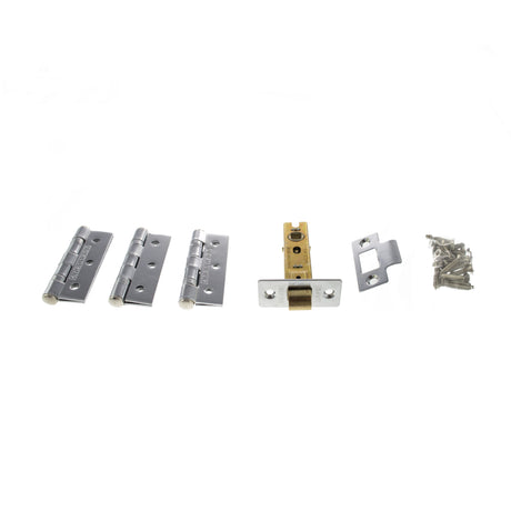Quality image of Atlantic Latch Pack [CE] 3" (Latch x1) + 3"x2" (Hinge x3) - Polished Chrome | Sku. alp332pc | available from Trade Door Handles.