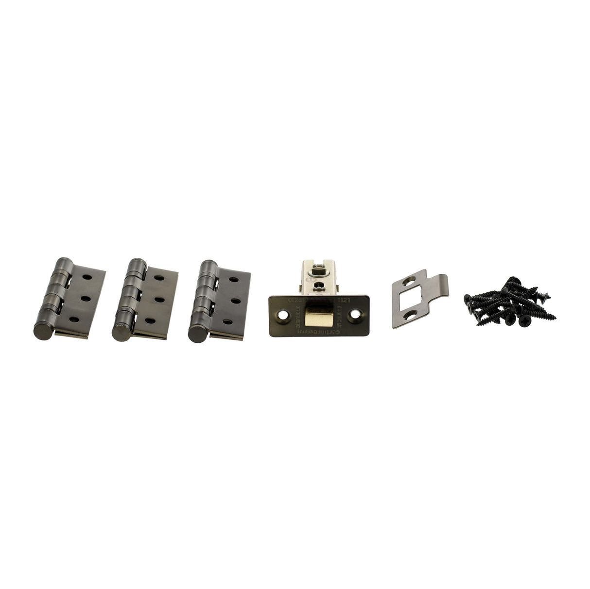 Quality image of Atlantic Latch Pack [CE] 3" (Latch x1) + 3"x2" (Hinge x3) - Urban Dark Bronze | Sku. alp332udb | available from Trade Door Handles.