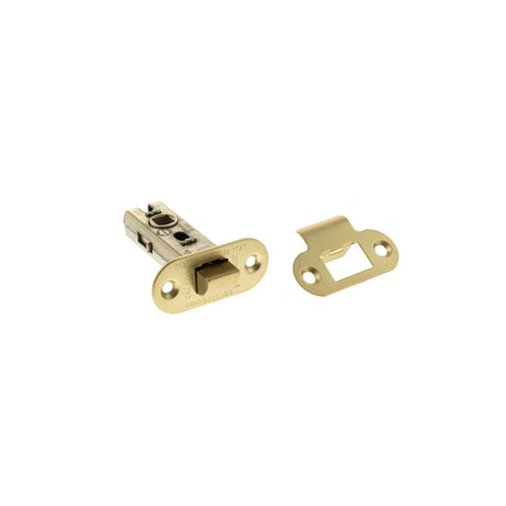 Quality image of Atlantic Fire-Rated CE Marked Bolt Through Tubular Radius Latch 2.5" - Satin Brass | Sku. alrce25sb | available from Trade Door Handles.