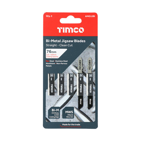 This is an image of Timco - Jigsaw Blades - Metal Cutting - Bi-Metal Blades - T118BF T118BF (5 Pieces Pack) AMG12BI