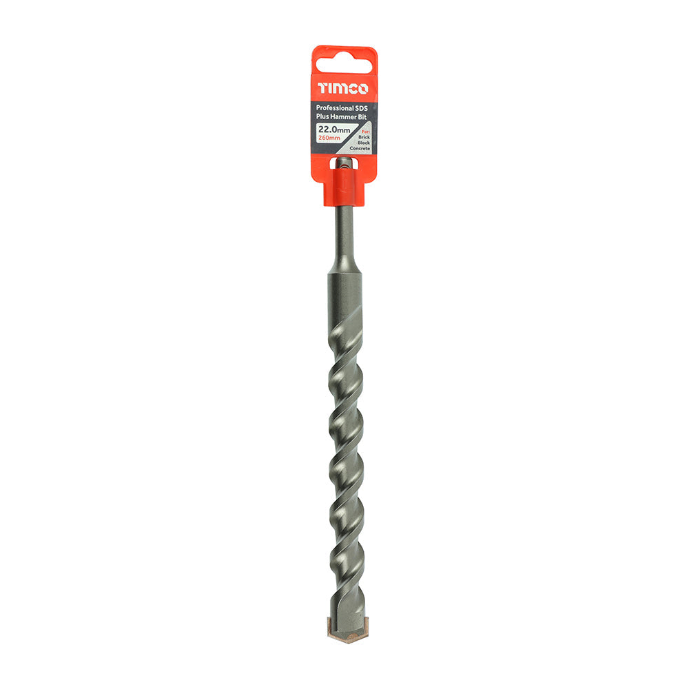 This is an image of Timco - Professional SDS Plus Hammer Bit 22.0 x 260 (1 Each Clip) AP22260