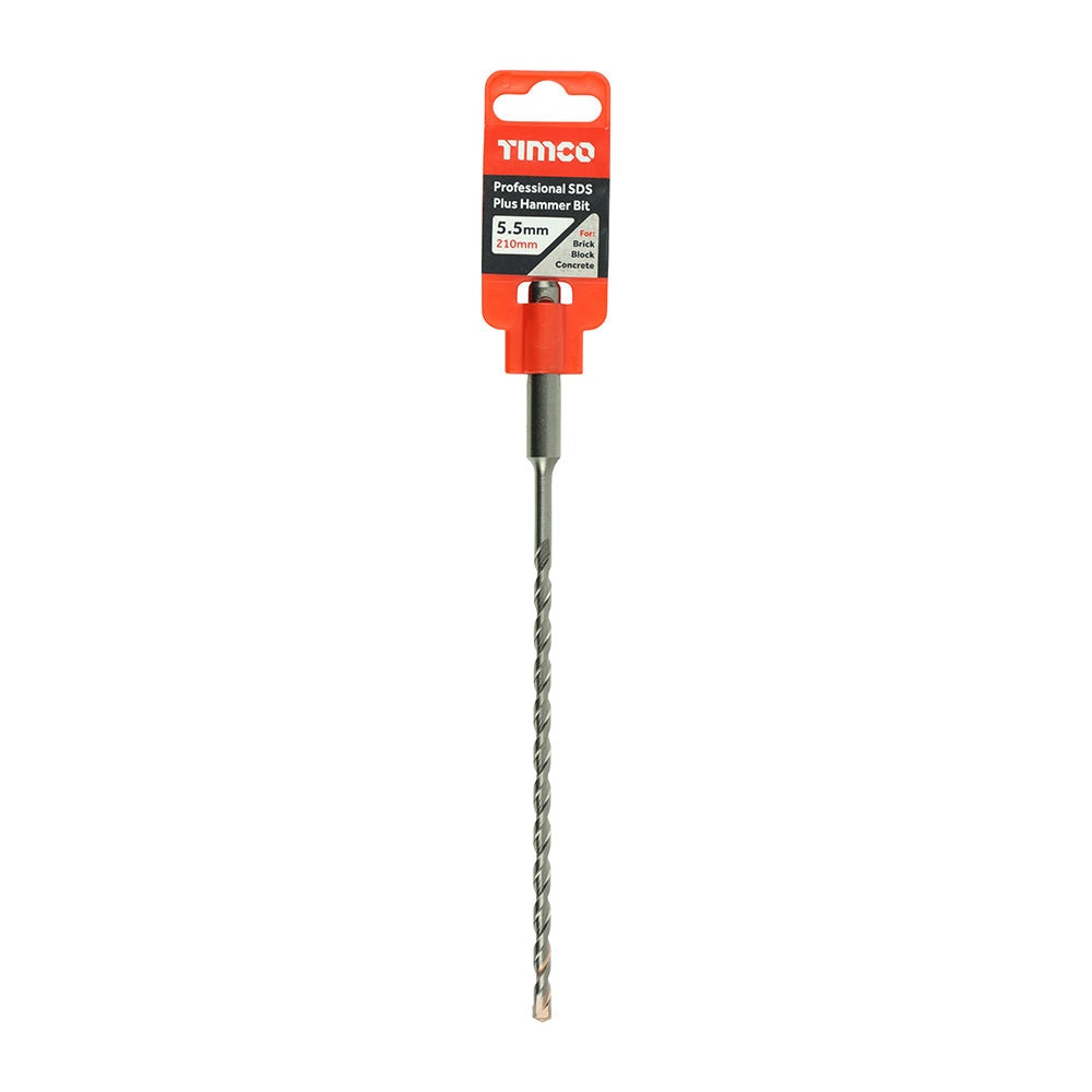 This is an image of Timco - Professional SDS Plus Hammer Bit 5.5 x 210 (1 Each Clip) AP55210