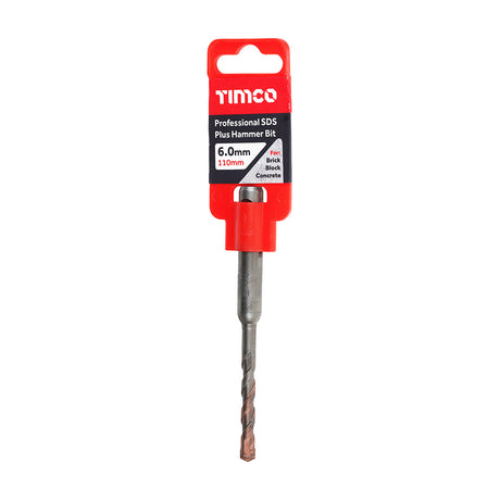 This is an image of Timco - Professional SDS Plus Hammer Bit 6.0 x 110 (1 Each Clip) AP6110
