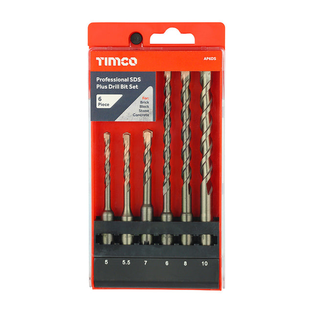 This is an image of Timco - Professional SDS Plus Drill Bit Set 6pcs (6 Pieces Case) AP6DS