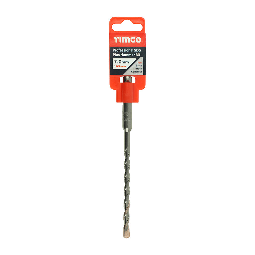 This is an image of Timco - Professional SDS Plus Hammer Bit 7.0 x 160 (1 Each Clip) AP7160