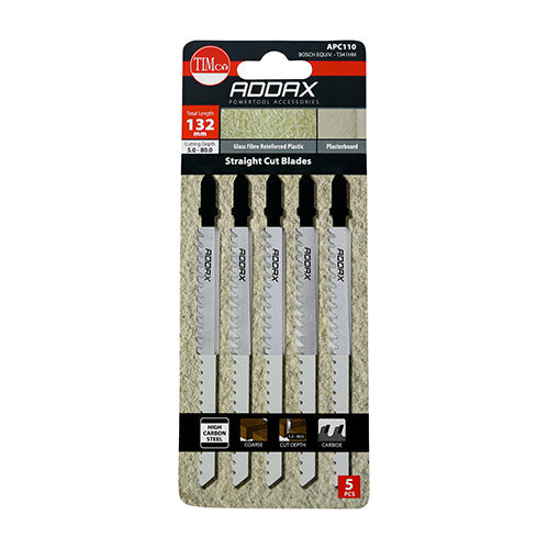 This is an image of Timco - Jigsaw Blades - Plasterboard & Cement Board Cutting - HCS Blades - T341HM T341HM (5 Pieces Pack) APC110