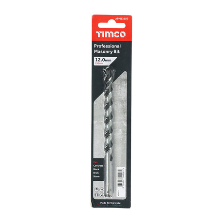 This is an image of Timco - Professional Masonry Bit 12.0 x 150 (1 Each Blister Pack) APM12150