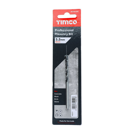 This is an image of Timco - Professional Masonry Bit 5.5 x 85 (1 Each Blister Pack) APM5585