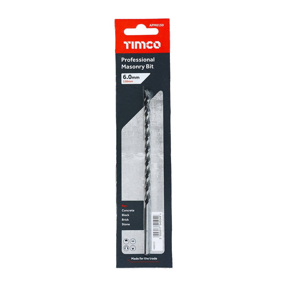 This is an image of Timco - Professional Masonry Bit 6.0 x 150 (1 Each Blister Pack) APM6150