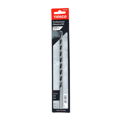 This is an image of Timco - Professional Masonry Bit 8.0 x 200 (1 Each Blister Pack) APM8200