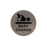 Quality image of Atlantic Baby Change Disc Sign 3M Adhesive 75mm - Satin Stainless Steel | Sku. as75bcasss | available from Trade Door Handles.