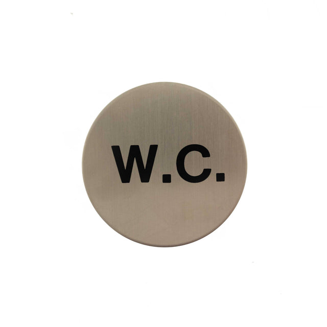 Quality image of Atlantic WC Disc Sign 3M Adhesive 75mm - Satin Stainless Steel | Sku. as75wcasss | available from Trade Door Handles.