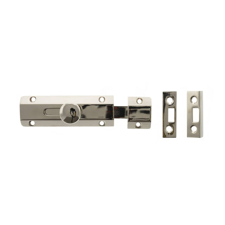 Quality image of Atlantic Solid Brass Surface Door Bolt 4" - Polished Nickel | Sku. asb4pn | available from Trade Door Handles.