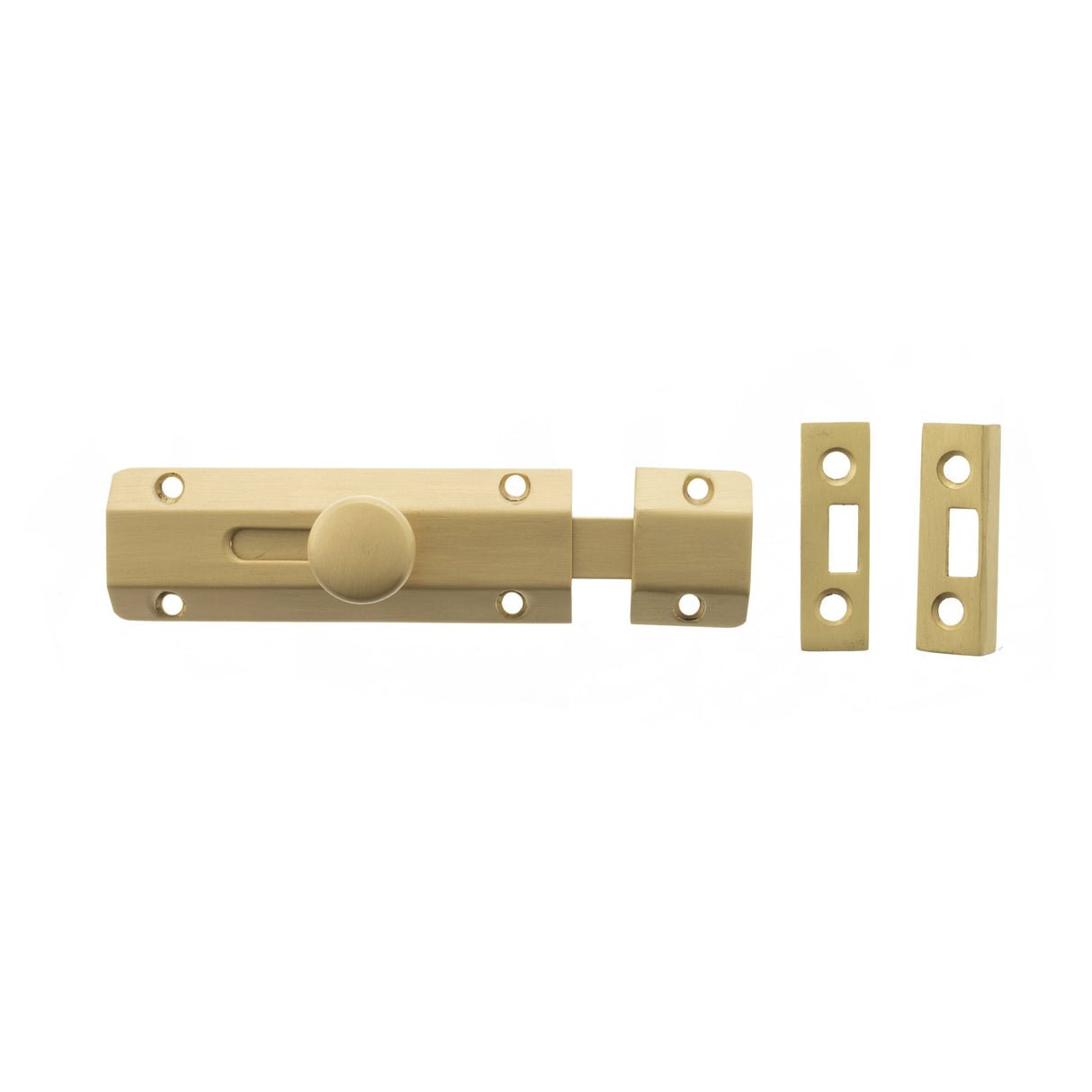 Quality image of Atlantic Solid Brass Surface Door Bolt 4" - Satin Brass | Sku. asb4sb | available from Trade Door Handles.