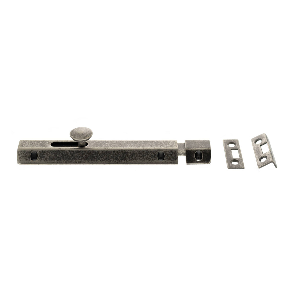 Quality image of Atlantic Solid Brass Surface Door Bolt 6" - Distressed Silver | Sku. asb6ds | available from Trade Door Handles.