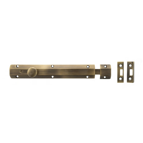 Quality image of Atlantic Solid Brass Surface Door Bolt 8" - Antique Brass | Sku. asb8ab | available from Trade Door Handles.