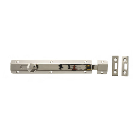 Quality image of Atlantic Solid Brass Surface Door Bolt 8" - Polished Nickel | Sku. asb8pn | available from Trade Door Handles.