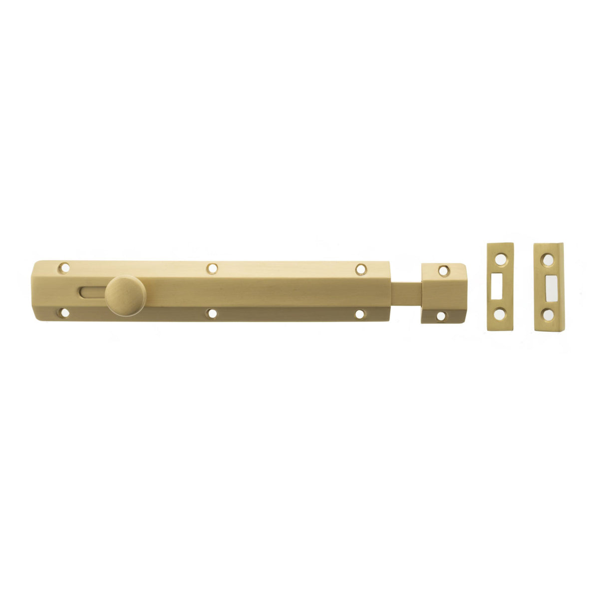 Quality image of Atlantic Solid Brass Surface Door Bolt 8" - Satin Brass | Sku. asb8sb | available from Trade Door Handles.