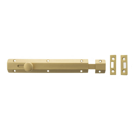 Quality image of Atlantic Solid Brass Surface Door Bolt 8" - Satin Brass | Sku. asb8sb | available from Trade Door Handles.