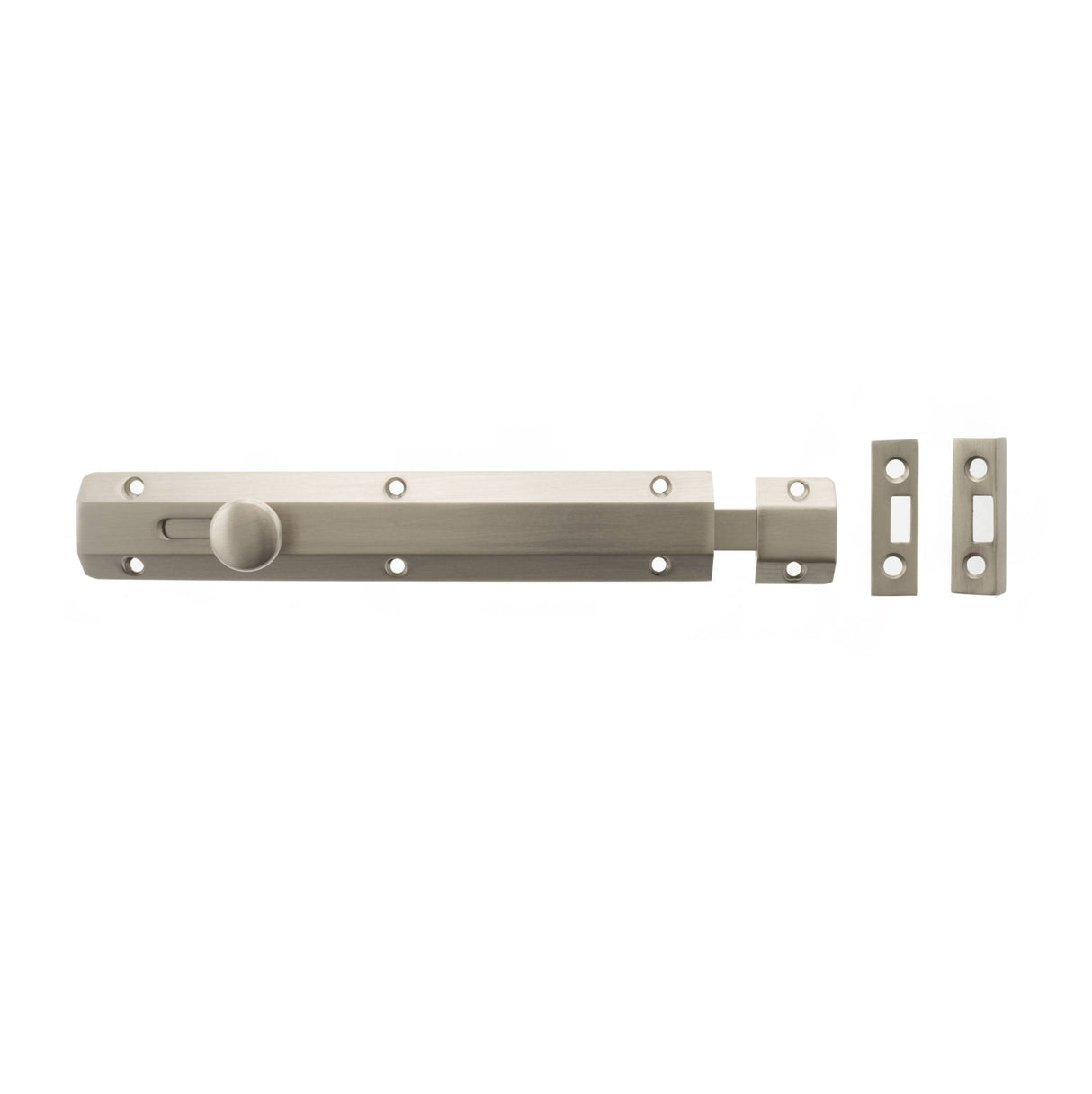 Quality image of Atlantic Solid Brass Surface Door Bolt 8" - Satin Nickel | Sku. asb8sn | available from Trade Door Handles.