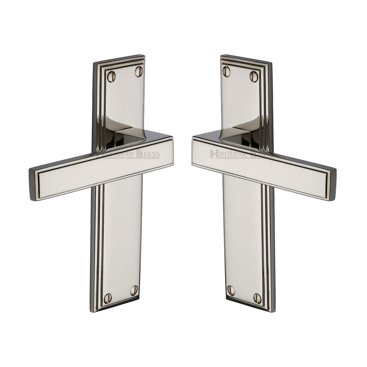 High quality image of the Heritage Brass Door Handle Lever Latch Atlantis Design Polished Nickel Finish | Sku. atl5710-pnf | Discounted prices available from Trade Door Handles