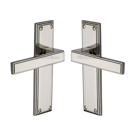 High quality image of the Heritage Brass Door Handle Lever Latch Atlantis Design Polished Nickel Finish | Sku. atl5710-pnf | Discounted prices available from Trade Door Handles