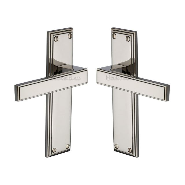 High quality image of the Heritage Brass Door Handle Lever Latch Atlantis Design Polished Nickel Finish | Sku. atl5710-pnf | Discounted prices available from Trade Door Handles