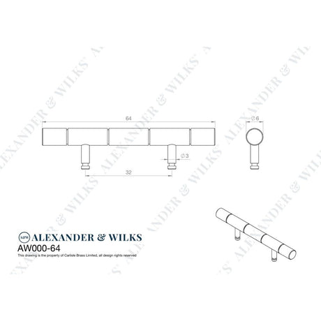 Alexander & Wilks - Cabinet Brass Dummy Hinge-Polished Chrome aw000-64-pc