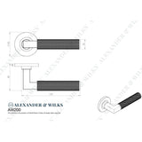Line technical drawing image of Alexander & Wilks - Hurricane Knurled Lever on Round Rose - Polished Nickel PVD | Sku. aw200pnpvd | Trade Door Handles.