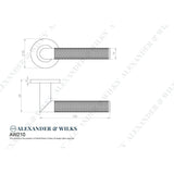 Line technical drawing image of Alexander & Wilks - Harrier Knurled Lever on Round Rose - Satin Brass PVD | Sku. aw210sbpvd | Trade Door Handles.