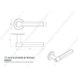 Line technical drawing image of Alexander & Wilks - Spitfire Hex Lever on Round Rose - Black | Sku. aw224bl | Trade Door Handles.