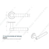 Line technical drawing image of Alexander & Wilks - Spitfire Bamboo Lever on Rose - Satin Brass PVD | Sku. aw225sbpvd | Trade Door Handles.