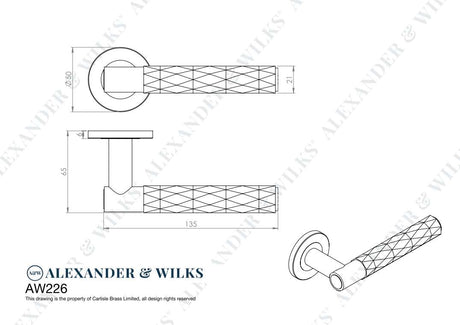This is an image showing Alexander & Wilks Spitfire Diamond Cut Lever on Round Rose - Black - aw226-BL available to order from Trade Door Handles in Kendal, with quick delivery and discounted prices.