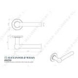 Line technical drawing image of Alexander & Wilks - Siskin Lever on Rose - Antique Brass | Sku. aw250ab | Trade Door Handles.