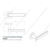 Line technical drawing image of Alexander & Wilks Jesper Lever on Rose-Dark Bronze PVD | Sku. AW260DBZPVD | Trade Door Handles.