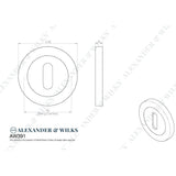 Line technical drawing image of Alexander & Wilks - Concealed Fix Escutcheon Standard Profile - Antique Brass | Sku. aw391ab | Trade Door Handles.