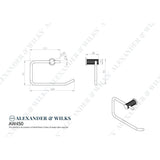 Line technical drawing image of Alexander & Wilks - Brunel Diamond Knurled Toilet Roll Holder - Matt Black | Sku. aw450bl | Trade Door Handles.