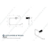 Line technical drawing image of Alexander & Wilks - Brunel Reeded Toilet Roll Holder-Antique Brass | Sku. aw452ab | Trade Door Handles.