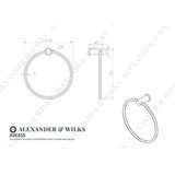 Line technical drawing image of Alexander & Wilks - Brunel Plain Towel Ring-Polished Chrome | Sku. aw455pc | Trade Door Handles.