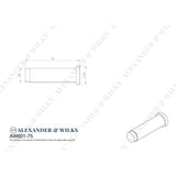 Line technical drawing image of Alexander & Wilks - Projection Cyl. Door stop Plain 75X20mm Satin Nickel | Sku. aw601-75-sn | Trade Door Handles.
