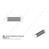 Line technical drawing image of Alexander & Wilks - Reeded Projection Door Stop - Dark Bronze PVD | Sku. aw602-75-dbzpvd | Trade Door Handles.