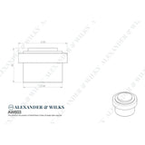 Line technical drawing image of Alexander & Wilks - Plain Floor Mounted Door Stop - Satin Brass PVD | Sku. aw603sbpvd | Trade Door Handles.