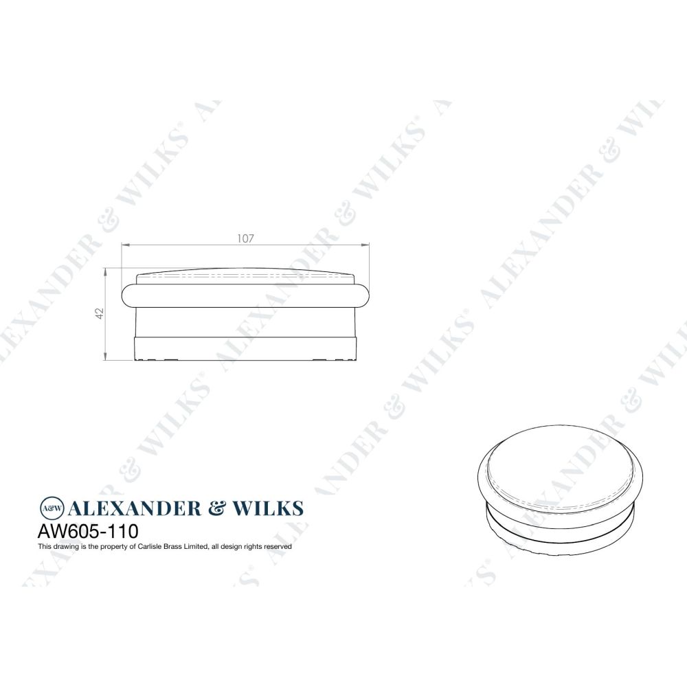 Line technical drawing image of Alexander & Wilks - Freestanding Portable Door Stop - Diameter 110mm - Satin Chrome | Sku. aw605-110-sc | Trade Door Handles.