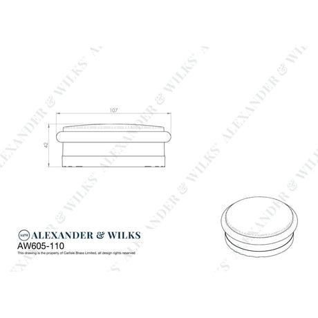 Line technical drawing image of Alexander & Wilks - Freestanding Portable Door Stop - Diameter 110mm - Satin Chrome | Sku. aw605-110-sc | Trade Door Handles.