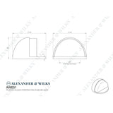 Line technical drawing image of Alexander & Wilks - Shield Floor Mounted Door Stop - Dark Bronze | Sku. aw631dbz | Trade Door Handles.