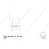Line technical drawing image of Alexander & Wilks - Dome Top Floor Mounted Door Stop - Polished Nickel | Sku. aw638pn | Trade Door Handles.