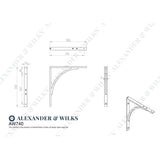 Line technical drawing image of Alexander & Wilks - Eden Solid Brass Shelf Bracket-Polished Chrome | Sku. aw740pc | Trade Door Handles.
