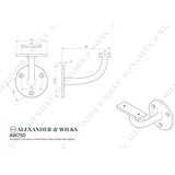 Line technical drawing image of Alexander & Wilks - Architectural Handrail Bracket - Polished Chrome | Sku. aw750pc | Trade Door Handles.