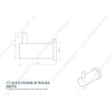 Line technical drawing image of Alexander & Wilks - Brunel Knurled Coat Hook - Polished Chrome | Sku. aw775pc | Trade Door Handles.
